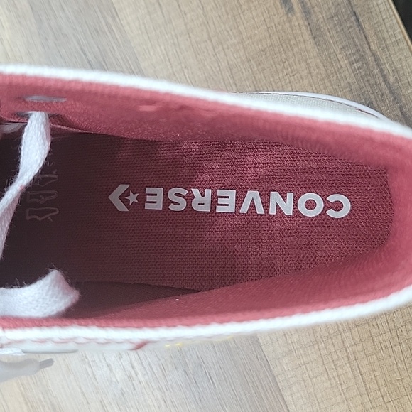 Converse Women's White and Red High-Top Sneakers - Picture 11 of 12